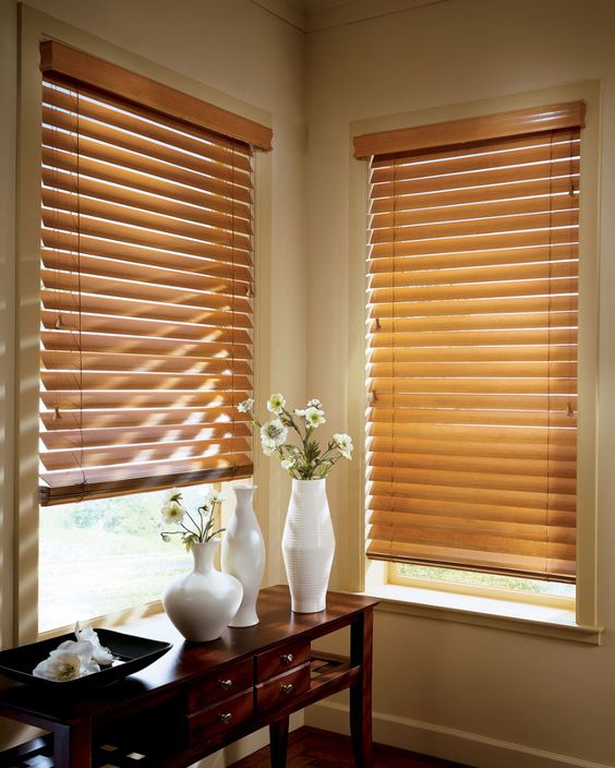 wooden window blind shade
